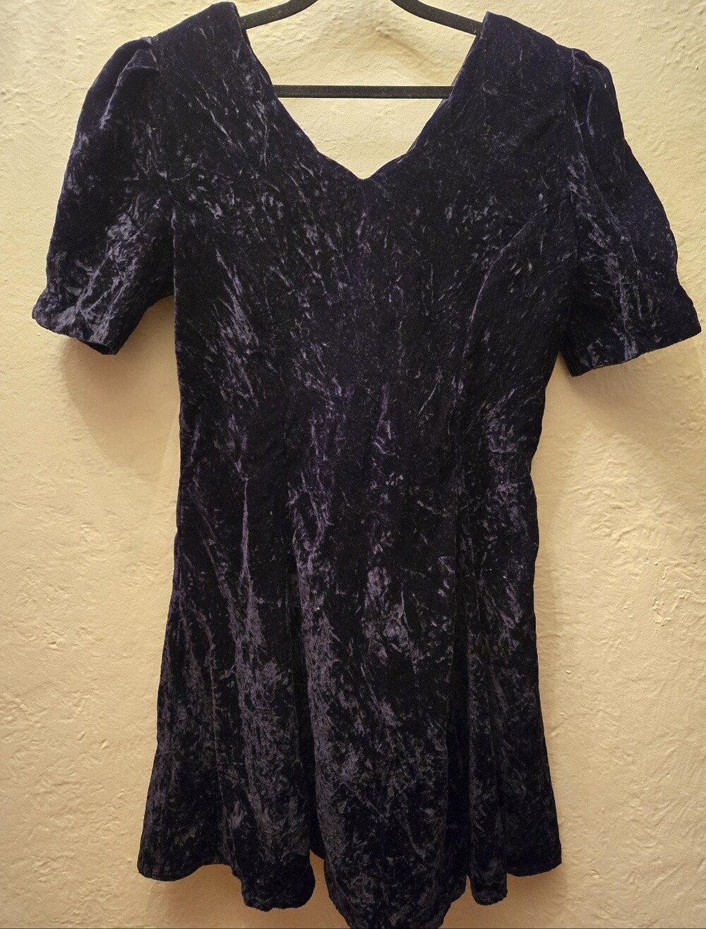 Vintage Crushed Velvet Babydoll Dress Dark Academia Goth Mini Dress